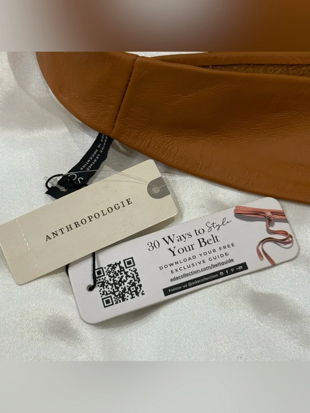 NWT Anthropologie ADA Obi Wrap Leather Belt O/S Brown Boho Hippie Festival Chic